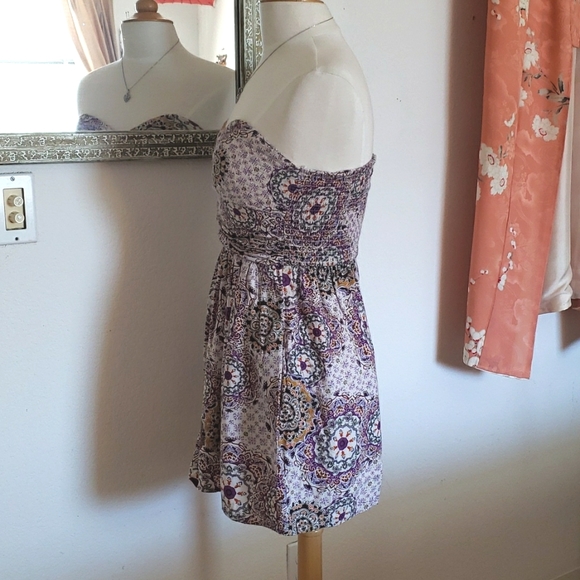 Band of Gypsies Strapless Floral Mandala Mini Dress Size Medium - Picture 4 of 13